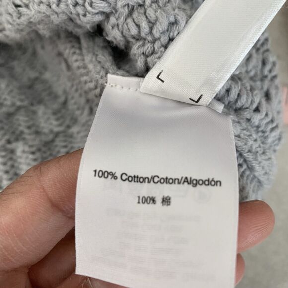 DKNY Gray Cowl Neck Cable Knit Sweater Size L 100% Cotton - Picture 6 of 6